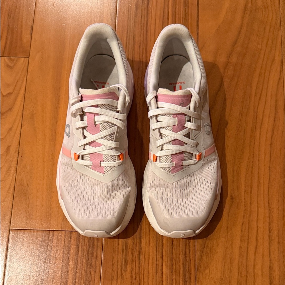On Running Women's Sneakers in White, Pink, and Orange